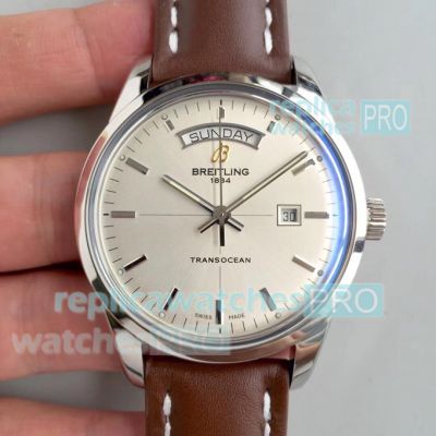 Swiss ETA Breitling Transocean Day Date Replica Watch White Dial 43mm